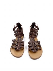 gladiator and strappy leather brown sandals
