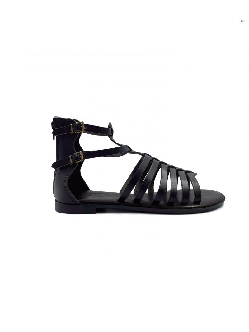 gladiator leather sandals black
