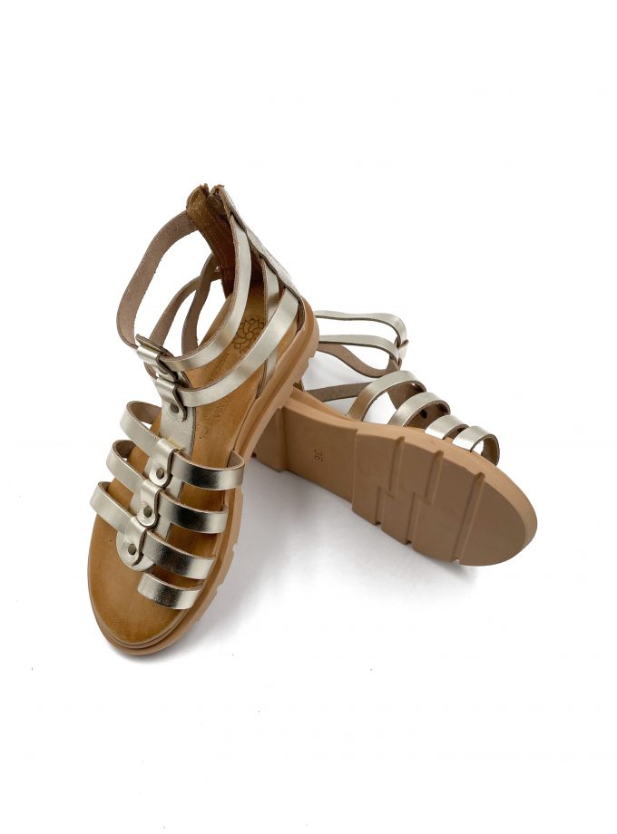 gladiator gold leather sandals