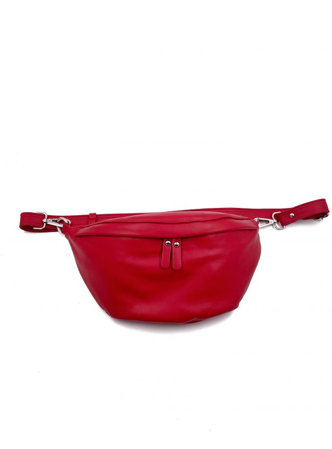 red leather bum bag