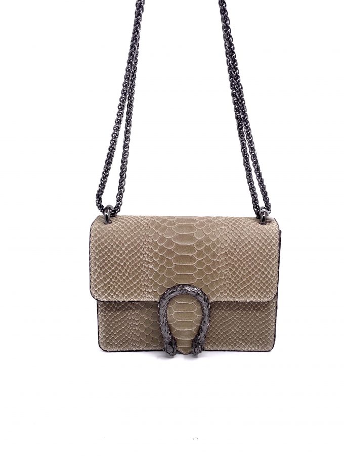 beige croc leather handbag