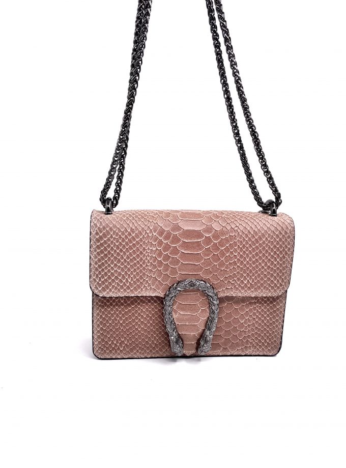pink croc leather handbag