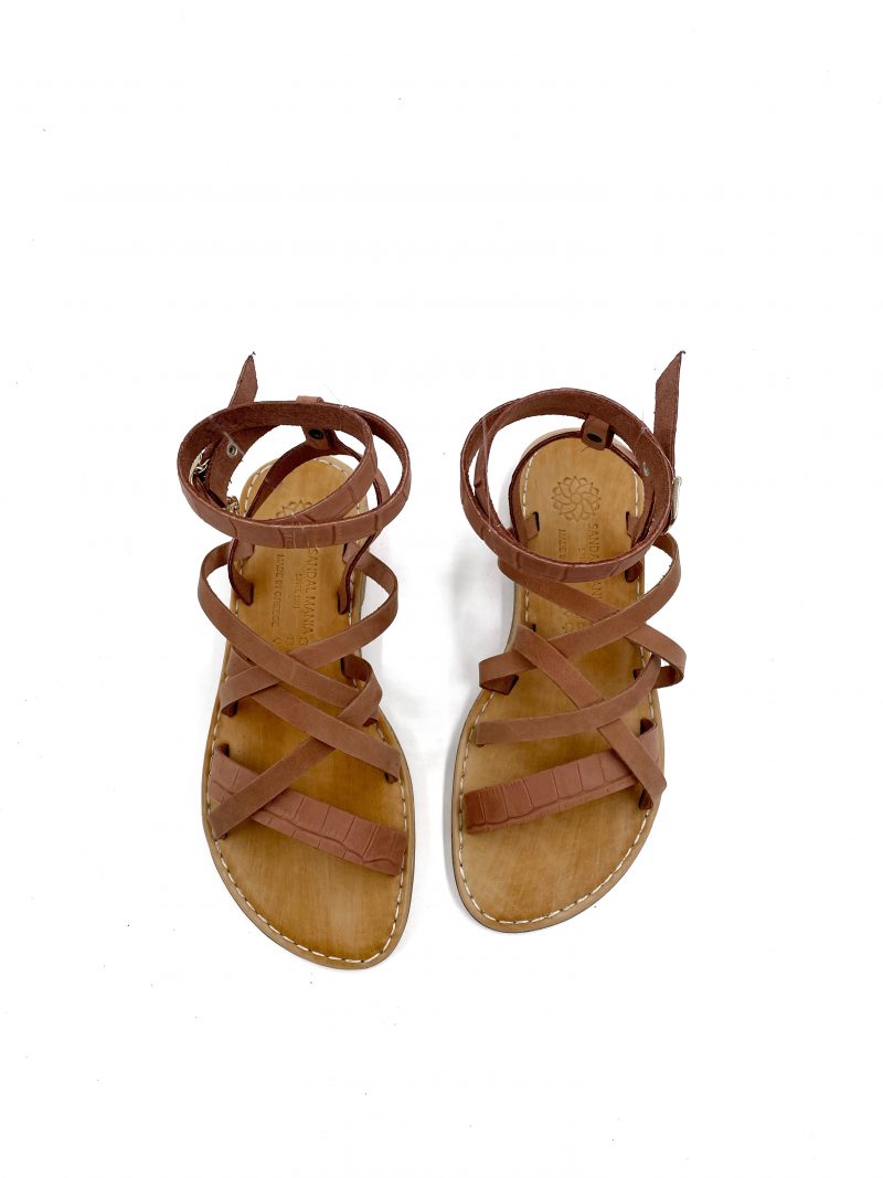 brown gladiator and strappy leather sandals