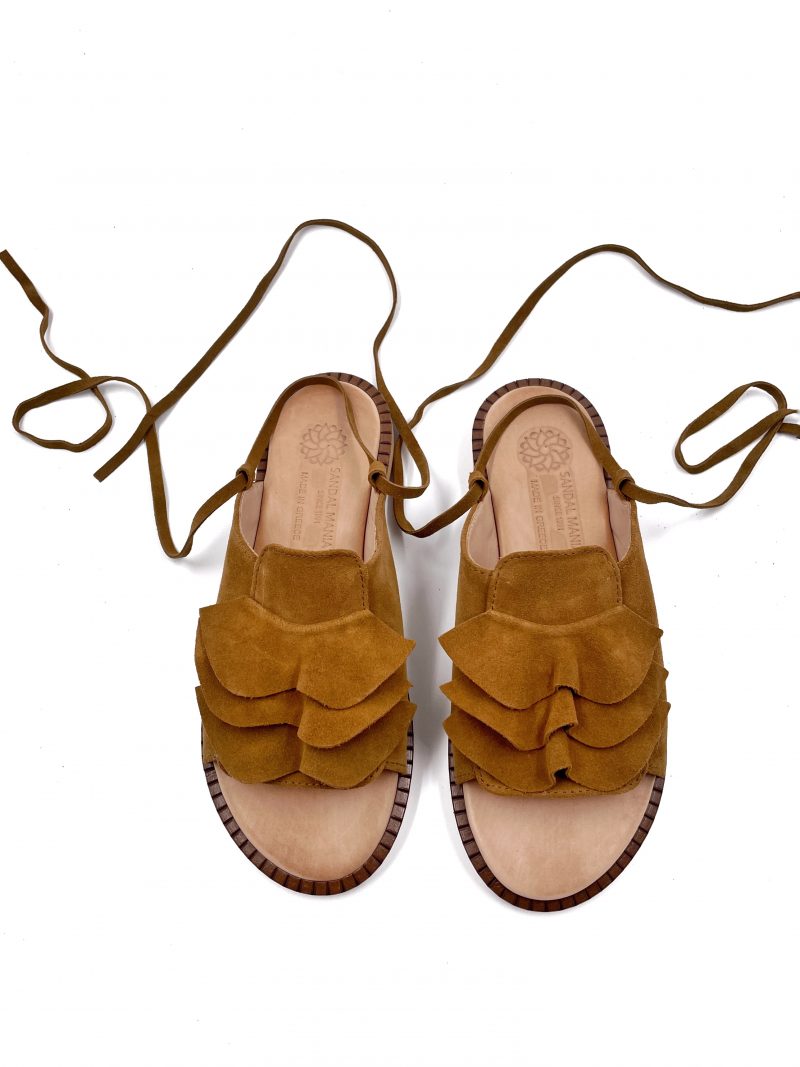 brown lace up leather sandals