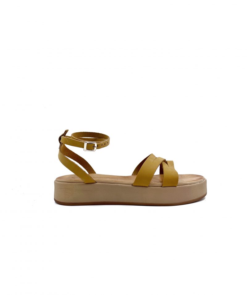 yellow strappy leather sandals
