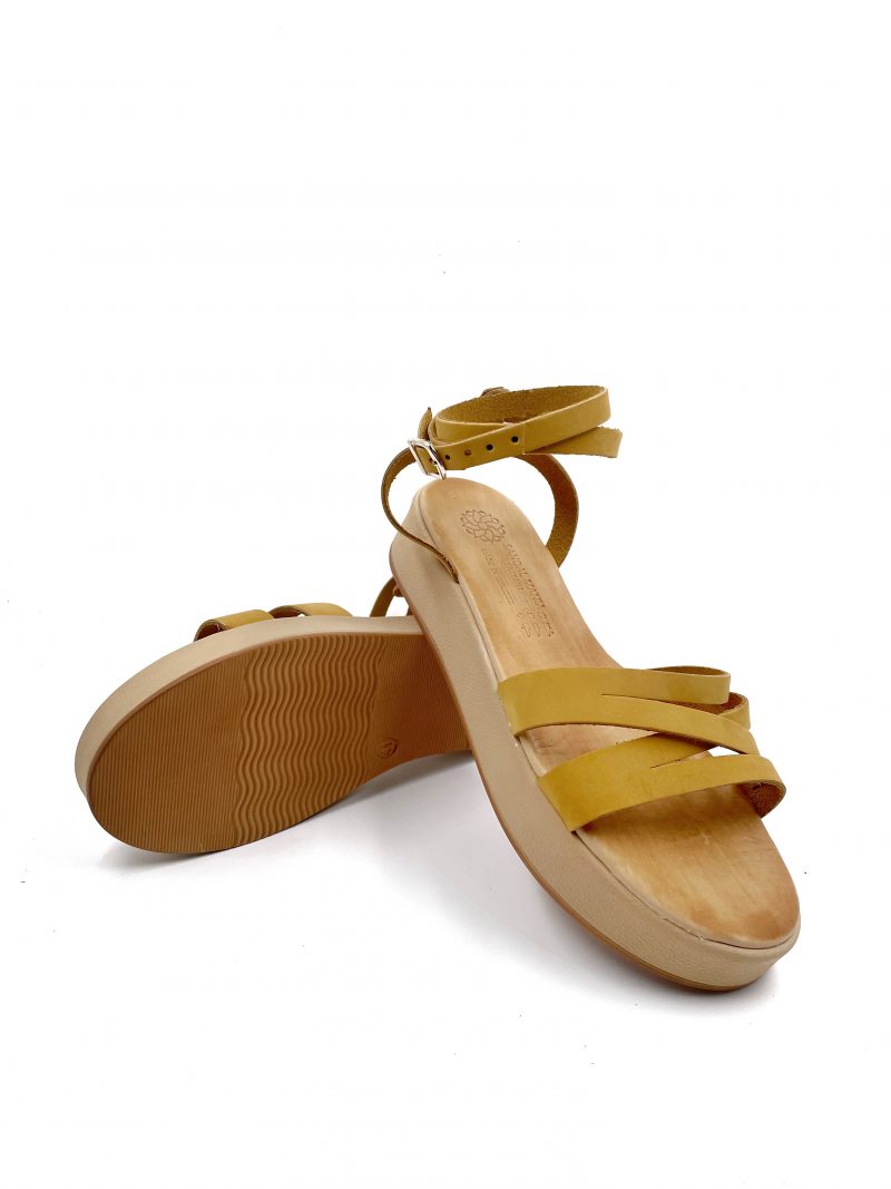 yellow strappy leather sandals