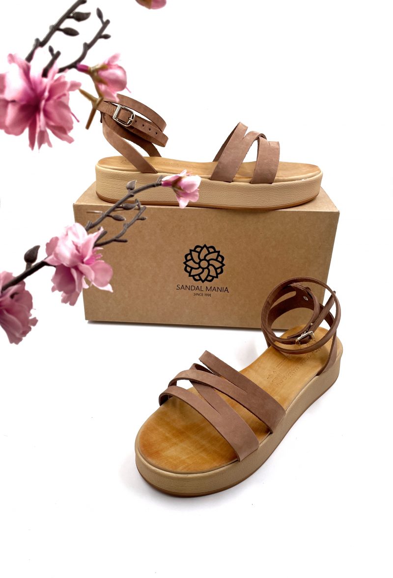light brown strappy leather sandals