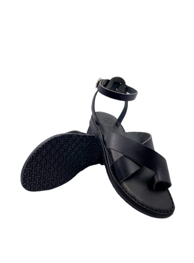 Jessica Strappy Leather Sandals for Women Black