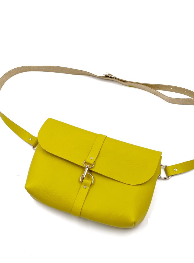 Handmade Leather Belt Bag for Women Yellow