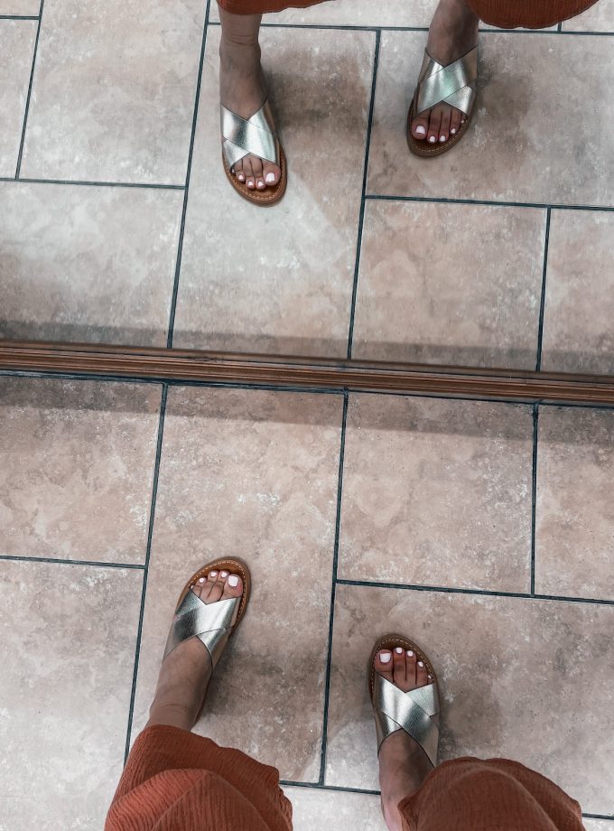 Agapi Slip On Golden Leather Sandals