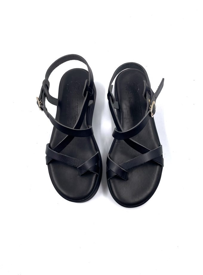 Alexa Flatform Leather Sandals Black