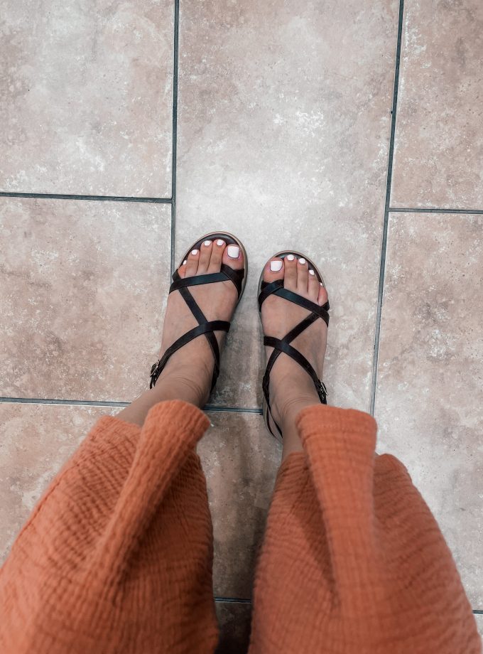 Alexa Flatform Leather Sandals Brown