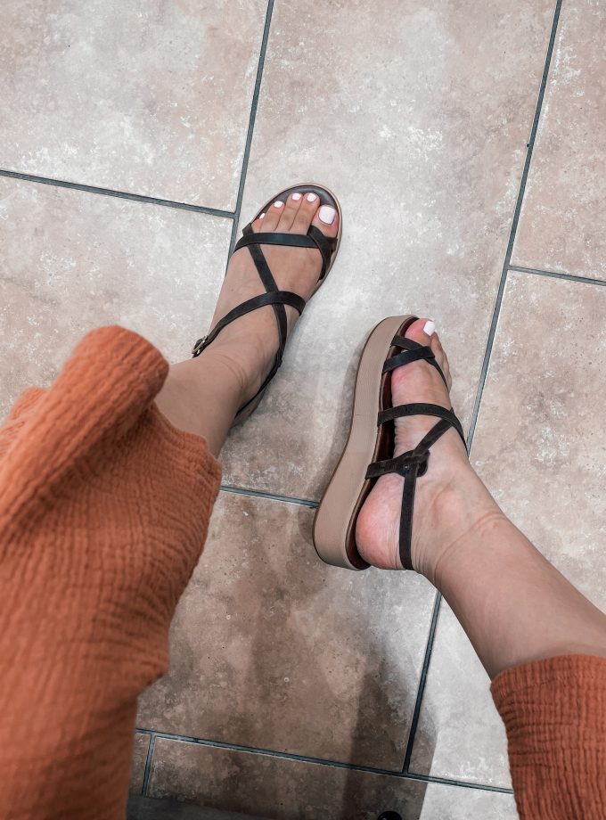 Alexa Flatform Leather Sandals Brown